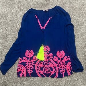 Lilly Pulitzer Navy and Neon Pink Blouse